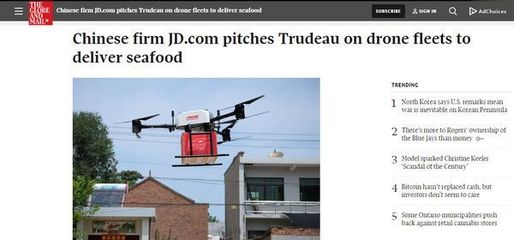 劉強東與特魯多會談，亮相加拿大權威媒體《環球郵報》